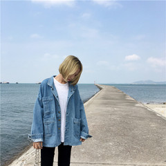 Denim jacket installed 2017 new female spring tide Korean version of the BF source all-match students long sleeved jeans loose wind S Light colour