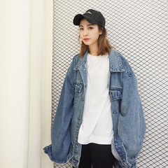 [OH] Gulu homemade retro washed loose BF wind oversize long sleeve all-match denim jacket F Blue is not Cashmere (spot)
