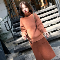 The big homemade new winter color chic temperament turtleneck sleeve head long sleeved shirt Korean female backing tide S apricot pink