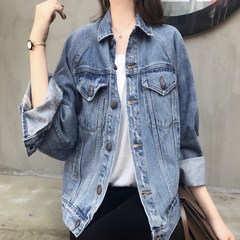 Anna home - 2017 Hitz hole short denim jacket Blouse Dress BF wind in spring and Autumn M [present] Blue jean coat