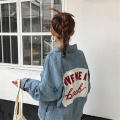 Ulzzang Harajuku Hitz all-match loose retro BF cloth embroidered top female cowboy jacket S Picture color