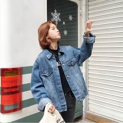 Autumn Korean loose thin short sleeved denim jacket casual cardigan jacket all-match female students S Picture color