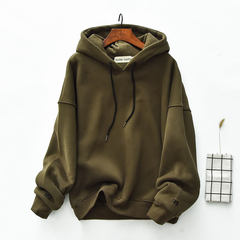 Harajuku female Hooded Fleece sweater wind plus 2017 new winter coat loose BF thick warm tide of Korean Students M Army green