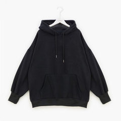 The flower window A850 cute cartoon letters embroidered BF hooded sweater in a female student with cashmere Fleece Winter tide F Pure color pocket black