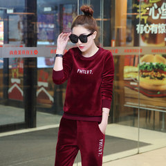 Fall 2017 couture fashion sweater in spring and autumn and winter gold velvet two piece plus velvet thick tide M 5517 red wine (with cashmere thickening double face velvet)