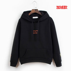 2017 Hoodie Size Korean female loose pink turtleneck and tide students long sleeved cashmere coat thick winter 2XL 885 black (with NAP)