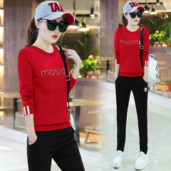 Spring and autumn Couture three sets of leisure students slim slim Hoodie 2017 new fashion XXXL recommends 125-135 Jin 238 red two piece set
