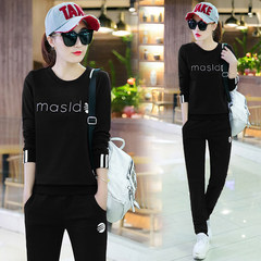 Spring and autumn Couture three sets of leisure students slim slim Hoodie 2017 new fashion XXXL recommends 125-135 Jin 238 black two piece set