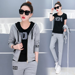 Spring and autumn Couture three sets of leisure students slim slim Hoodie 2017 new fashion XXXL recommends 125-135 Jin 614 gray three piece set