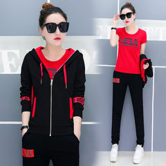 Spring and autumn Couture three sets of leisure students slim slim Hoodie 2017 new fashion XXXL recommends 125-135 Jin 614 black three piece set