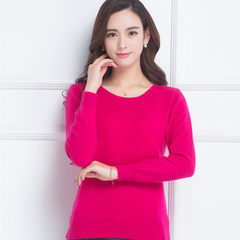 Wool sweater T-shirt short all-match backing sweater 2017 winter, Korean head loose knitted cashmere sweater 3XL Rose red