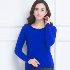 Wool sweater T-shirt short all-match backing sweater 2017 winter, Korean head loose knitted cashmere sweater 3XL Royal Blue