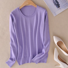 Wool sweater T-shirt short all-match backing sweater 2017 winter, Korean head loose knitted cashmere sweater 3XL Lilac colour