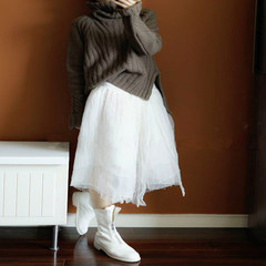 [heavy] new huge benefit thickened 100% pure cashmere turtleneck female Korean loose sweater languid S Kaka Brown