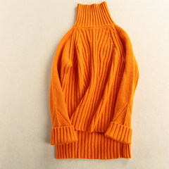 [heavy] new huge benefit thickened 100% pure cashmere turtleneck female Korean loose sweater languid S orange