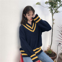 Harajuku winter sweater female Korean chic loose thin all-match Japanese turtleneck sweater coat students F 9 blue