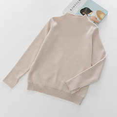 Winter White Polo neck sweater female half sleeve head wide collar sweater in Songli a bottoming shirt girl S Beige
