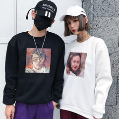 Korean students all-match BF set loose tide head and cashmere sweater T-shirt Long Sleeve Shirt Size couples dress Look inside the color 223 black Joker