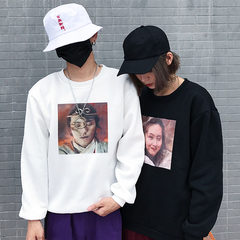 Korean students all-match BF set loose tide head and cashmere sweater T-shirt Long Sleeve Shirt Size couples dress Look inside the color 223 white zhizunbao