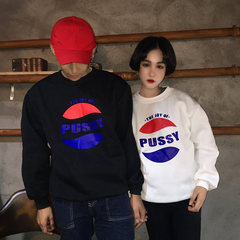Korean students all-match BF set loose tide head and cashmere sweater T-shirt Long Sleeve Shirt Size couples dress Look inside the color Orange red