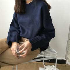 SIM sim2017 new winter sweet Korean lace collar sweater coat loose all-match students F blue