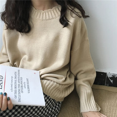 SIM sim2017 new winter sweet Korean lace collar sweater coat loose all-match students F Apricot