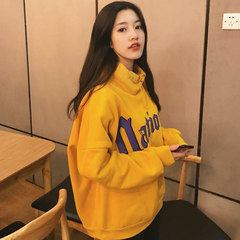 2017 new long sleeved turtleneck sweater in autumn and winter BF source of Korean female loose wind tide students cashmere Pullover M Yellow premium