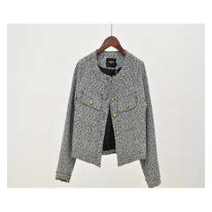 WANNA new winter coat female suits small ladies temperament fragrant flowers are short woolen cardigan jacket S black