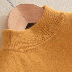 The autumn winter new shirt female semi turtleneck short sleeve head loose wool sweater long sleeve pure 3XL Ginger