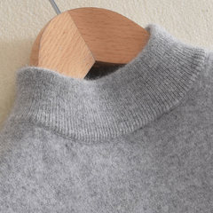 The autumn winter new shirt female semi turtleneck short sleeve head loose wool sweater long sleeve pure 3XL Light grey