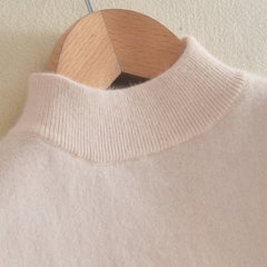 The autumn winter new shirt female semi turtleneck short sleeve head loose wool sweater long sleeve pure 3XL M Camel