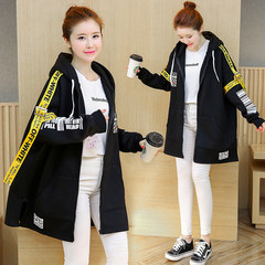 Autumn and winter loose sweater female big fat mm code in the long section of Korean students with cashmere cardigan thick coat hooded tide [freight insurance, return no worries] #305