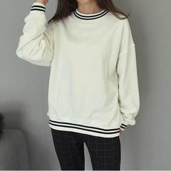 2017 spring and autumn Korean new Harajuku wind loose BF long sleeved blouse, women's lap, students' uniform, white 221
