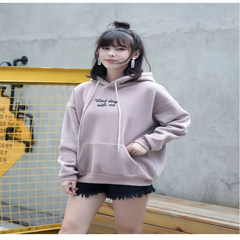 2017 new winter sweater small fresh female Korean students with relaxed BF lazy tide cashmere Hoodie ulzzang S Lotus color