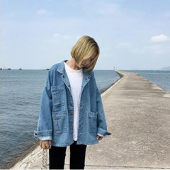 Embroidered Denim Jacket loose and thin female Korean Fengpo long sleeved jacket hole BF all-match College Students S 3 light color