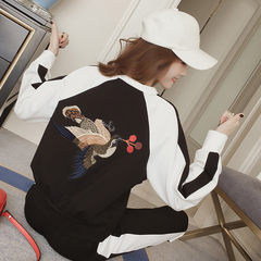 Casual Couture Spring Fashion Korean students running long sleeved sportswear loose sweater two piece S Black and white color