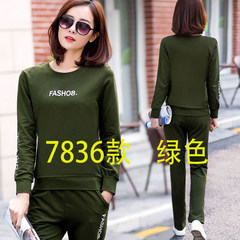 Casual sportswear suit female 2017 spring and autumn new large size women fashion sweater two piece running. 4XL 161-185 Jin 7863 kinds of green