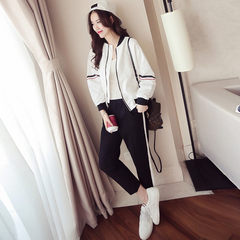 Autumn Korean large fashion code Couture two piece bestie sisters wind wind loading tide college students Harajuku S White [two suits]