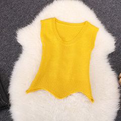2017 new autumn and winter women's sweater, vest two pieces, fashionable lace dress, knitted fashionable suit tide S One-piece sweater [yellow]
