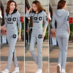 Every autumn special offer leisure wear Couture 2017 new long sleeved sweater fashion lady two piece tide S EGO suit [gray]