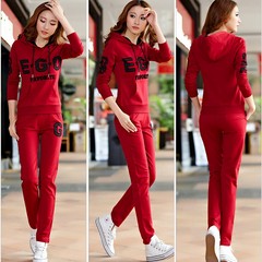 Every autumn special offer leisure wear Couture 2017 new long sleeved sweater fashion lady two piece tide S EGO suit [red]