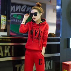 Every autumn special offer leisure wear Couture 2017 new long sleeved sweater fashion lady two piece tide S NYC suit red thickening
