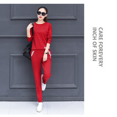 Every autumn special offer leisure wear Couture 2017 new long sleeved sweater fashion lady two piece tide S 7607 suit [red]