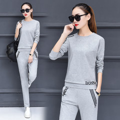 Every autumn special offer leisure wear Couture 2017 new long sleeved sweater fashion lady two piece tide S 7607 suit [gray]