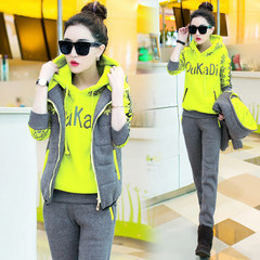 2017 women in winter with cotton three piece with cashmere sweater thick head of fashion leisure sport suit Sweater Girl M 640 fluorescent green