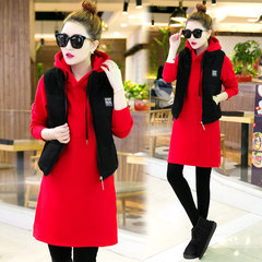 2017 women in winter with cotton three piece with cashmere sweater thick head of fashion leisure sport suit Sweater Girl M 155 red