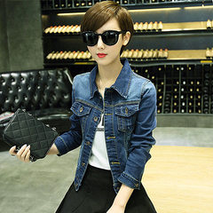 [2017] in the spring and autumn day special offer new all-match slim slim short denim jacket female long sleeved jacket 3XL 1778 (no hole version) dark blue