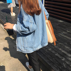 Denim jacket installed 2017 new female spring tide Korean BF Harajuku jacket jacket students loose S Wathet