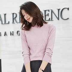 100% Korean female head short sleeve sweater shirt sweater slim color diamond thick half high tide S ground cloves