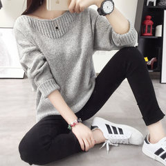 Female Korean students set loose sweater head in the long section of new small fresh ulzzang wear sweaters F Light grey